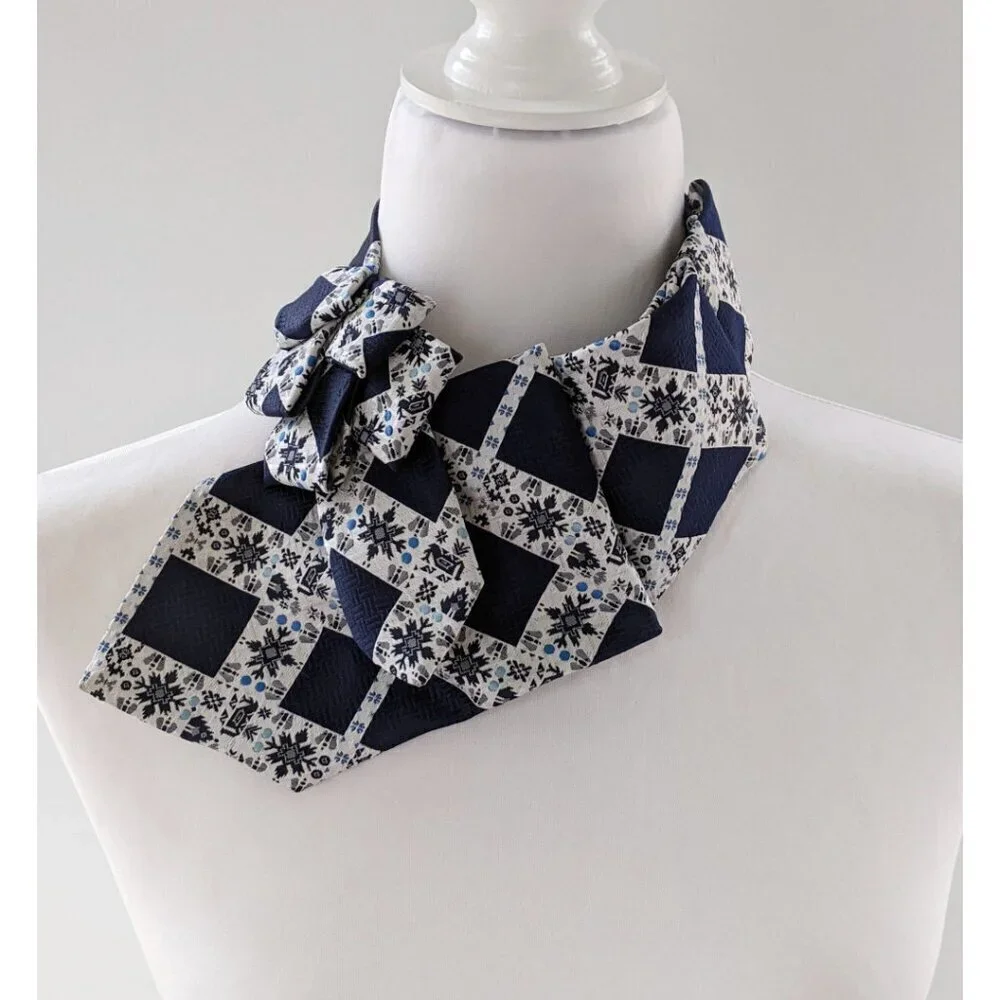 Ogsplosh - Winter Ascot Scarf Made From An Upcycled Vintage Necktie - NEW